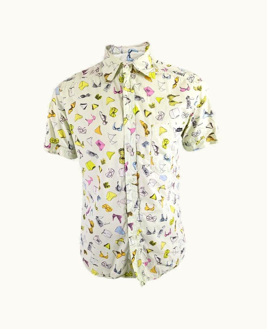 Dolce & Gabbana Dolce & Gabbana D&G Mens Vintage Pin Up Bra & Panties Print Short Sleeve Shirt