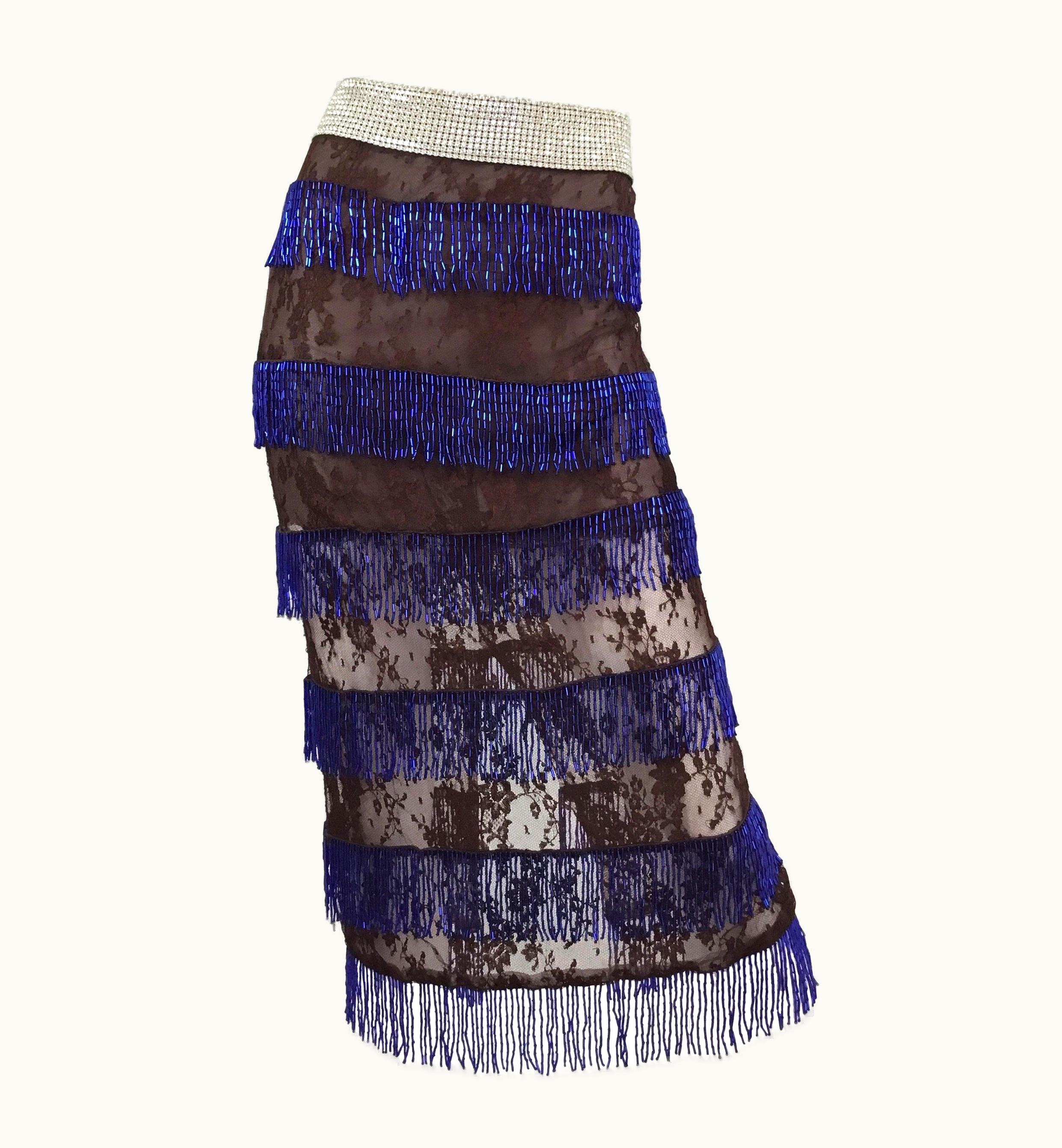 Dolce & Gabbana Dolce & Gabbana S/S Runway 2000 Lace Skirt With Beadwork