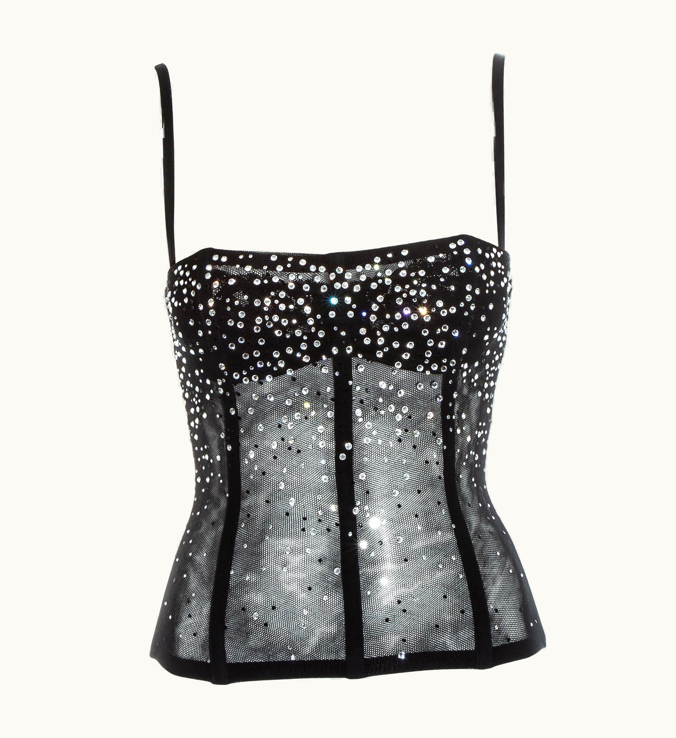 Dolce & Gabbana Dolce & Gabbana Black Mesh Gem Corset, S/S 2000