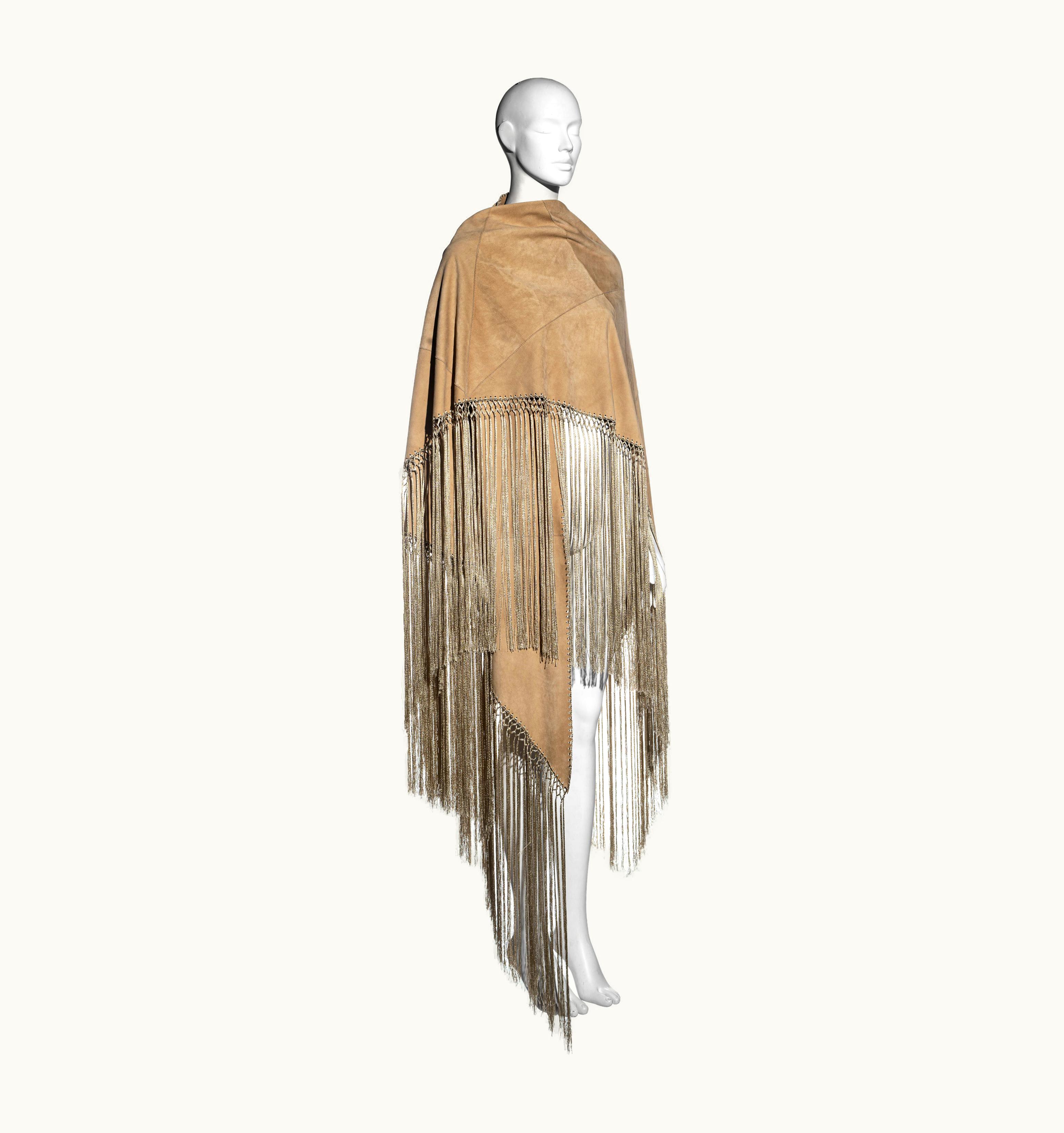 Dolce & Gabbana Dolce & Gabbana Cream Suede Shawl With Deep Fringe, AW 2002