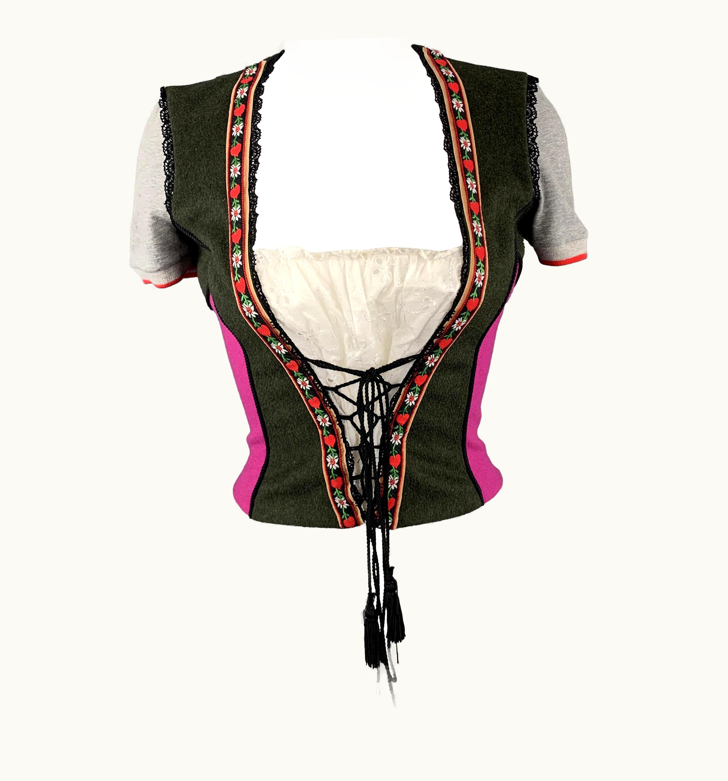 Dolce & Gabbana Dolce & Gabbana Olive & Fuchsia Color Block Bustier Top