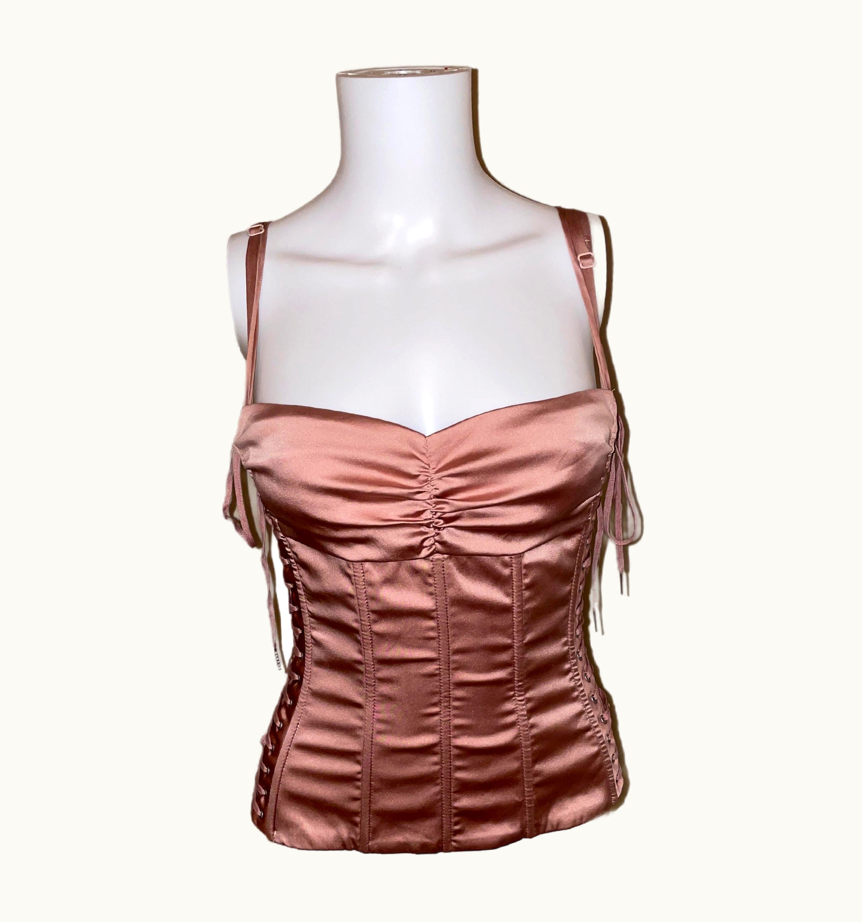 Dolce & Gabbana Dolce & Gabbana 2003 Sex Collection Hard Boned Lace Up Pink Corset
