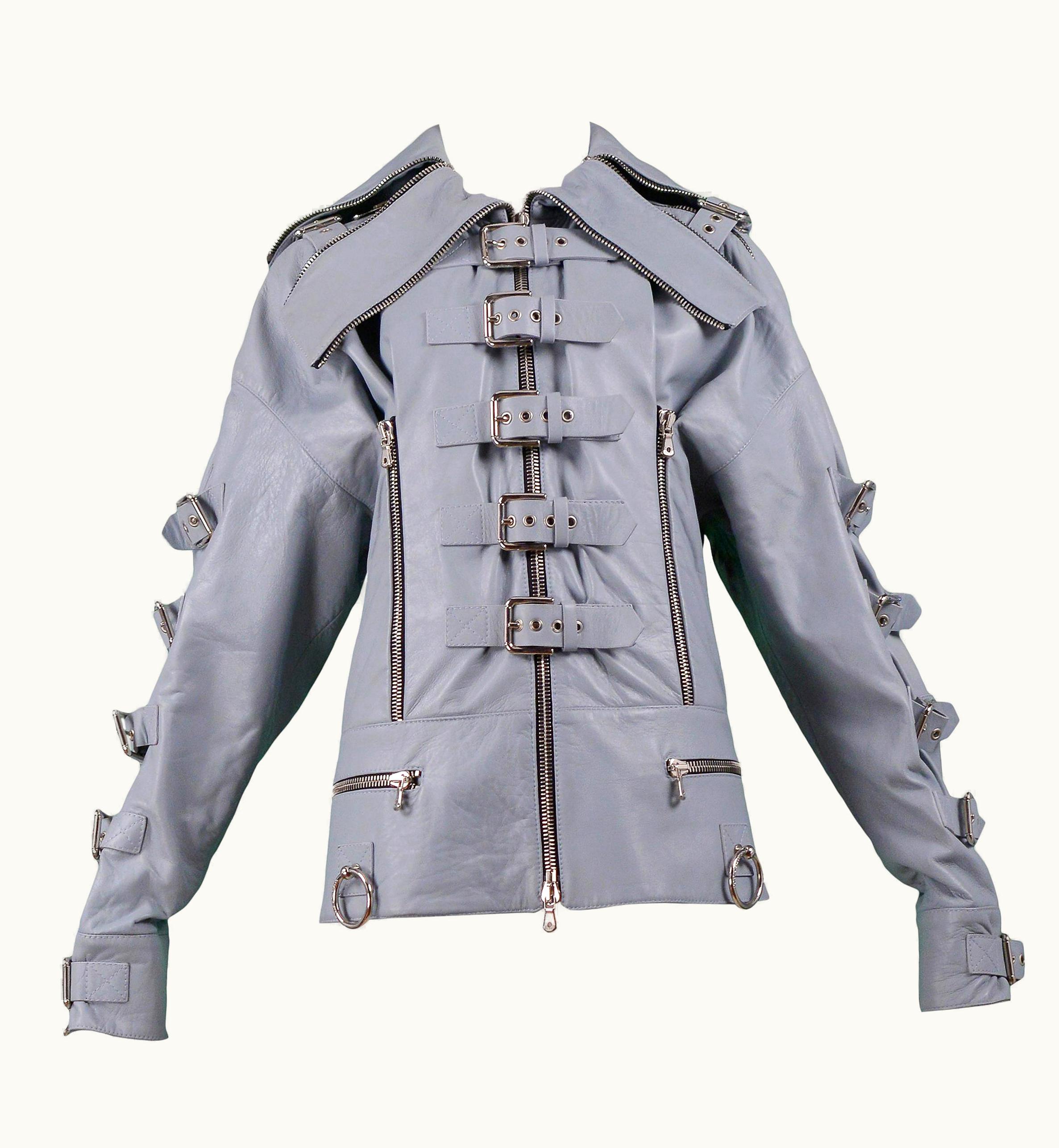 Dolce & Gabbana Dolce & Gabbana 2003 Grey Leather Biker Runway Jacket