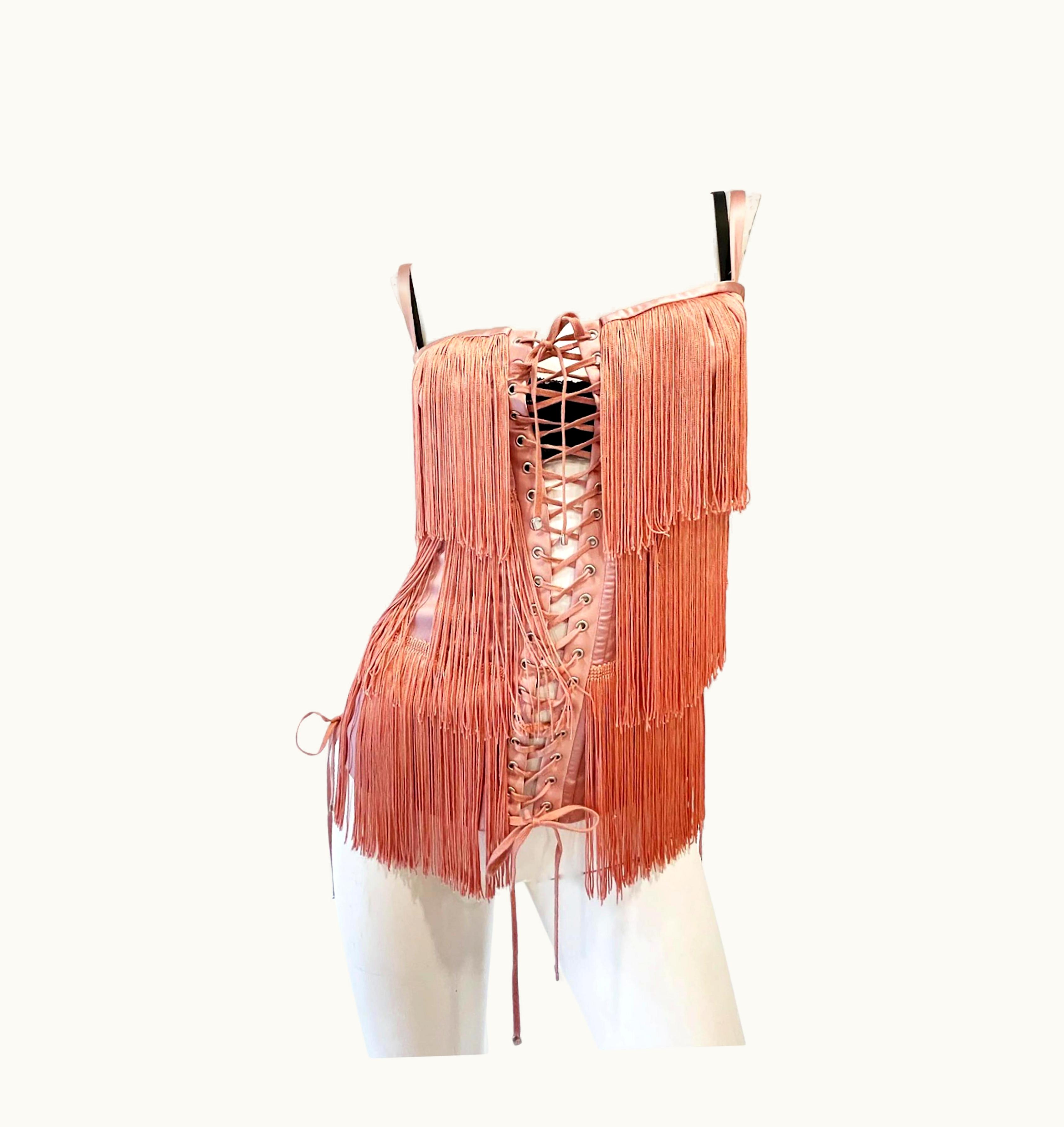 Dolce & Gabbana 2003 Dolce & Gabbana Pink Fringe Corset Top