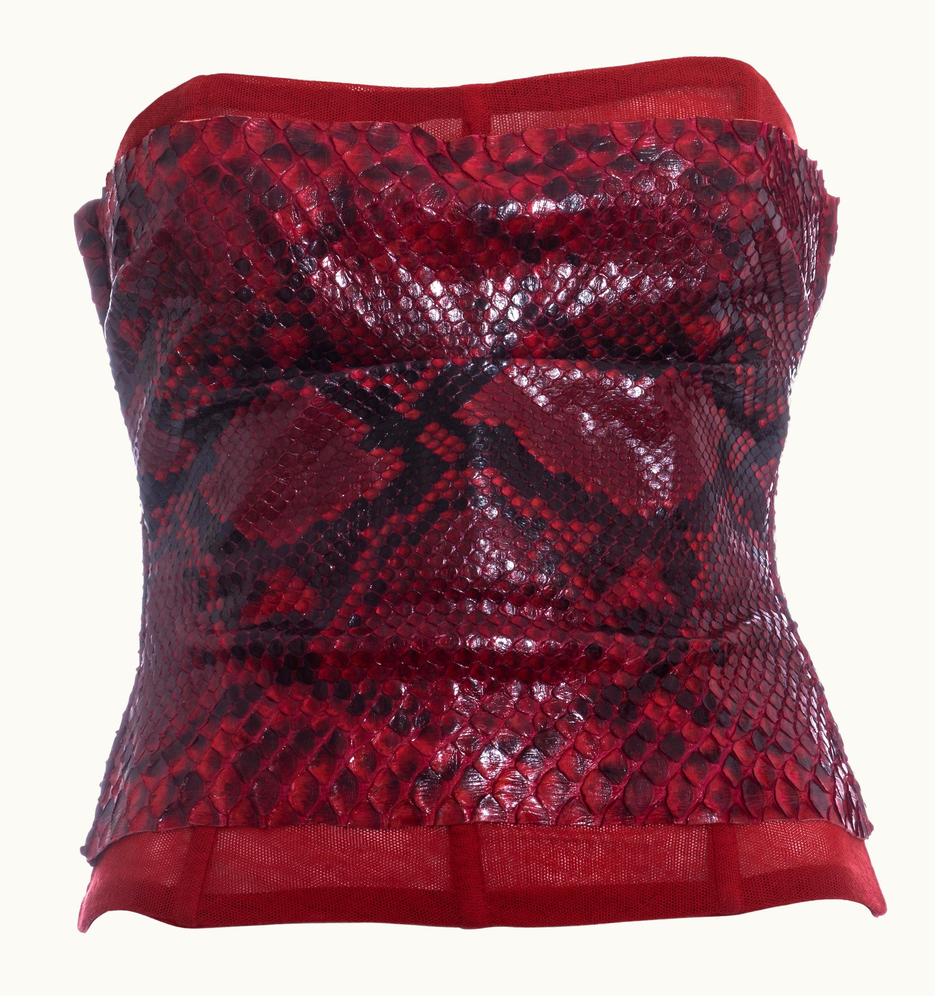 Dolce & Gabbana Dolce & Gabbana Red Python Bustier Corset, S/S 2005
