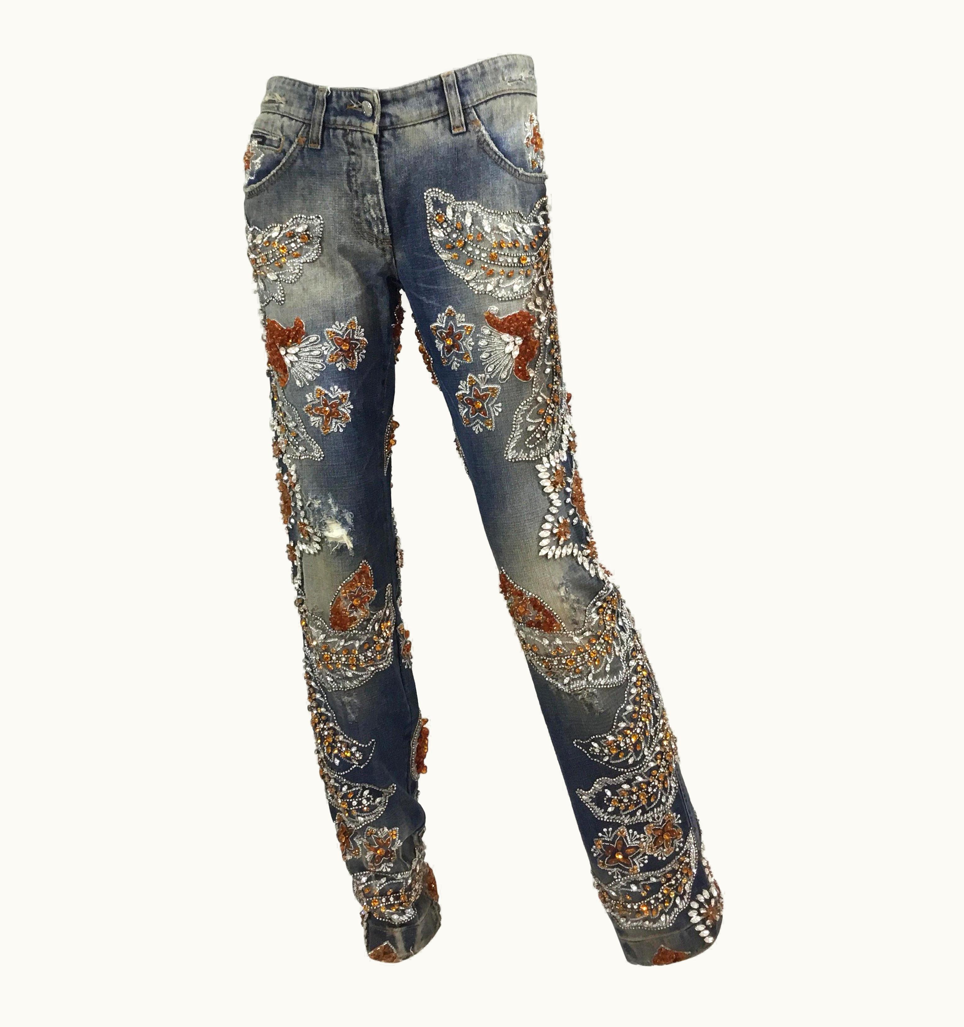 Dolce & Gabbana Dolce & Gabbana Heavily Embellished Jeans Spring 2005 Runway