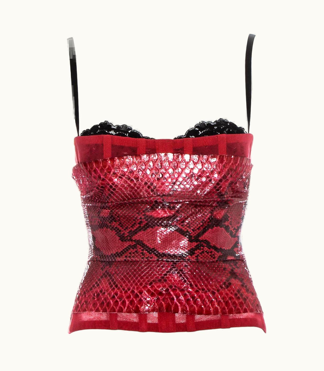 Dolce & Gabbana Dolce & Gabbana Red Snakeskin And Mesh Corset, S/S 2005