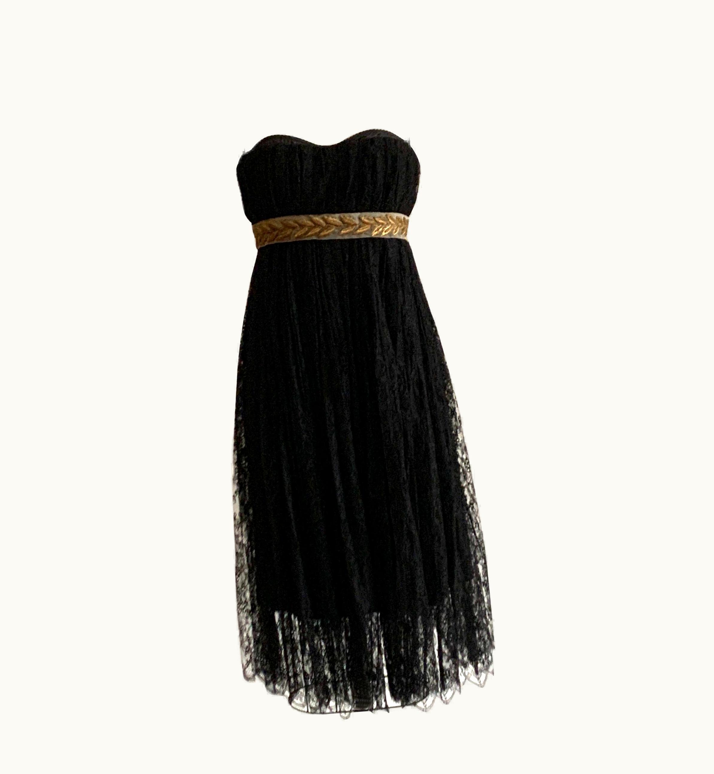 Dolce & Gabbana Dolce And Gabbana 2006 Black Lace Dress With Gold Laurel Trim Ad Campaign