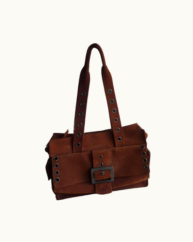 Dolce & Gabbana Dolce & Gabbana Brown Suede Shoulder Bag With Grommets