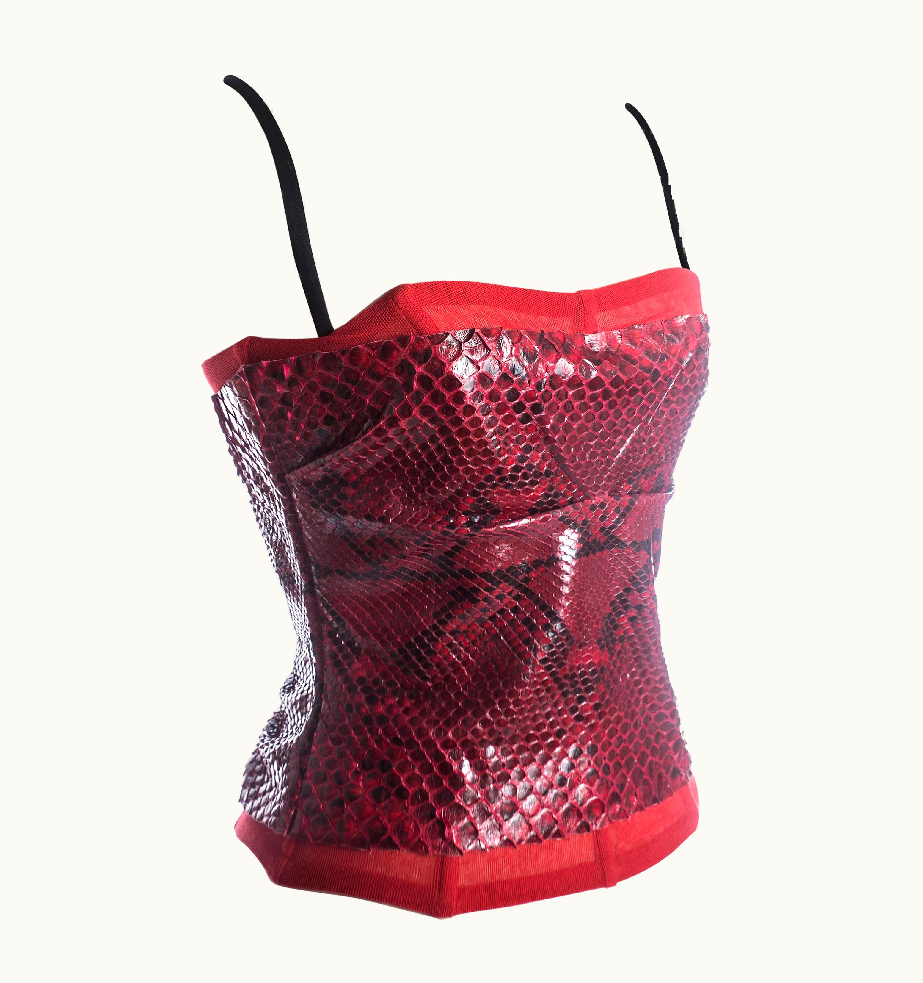 Dolce & Gabbana Dolce & Gabbana Blood Red Python Corset With Black Bra, S/S 2005