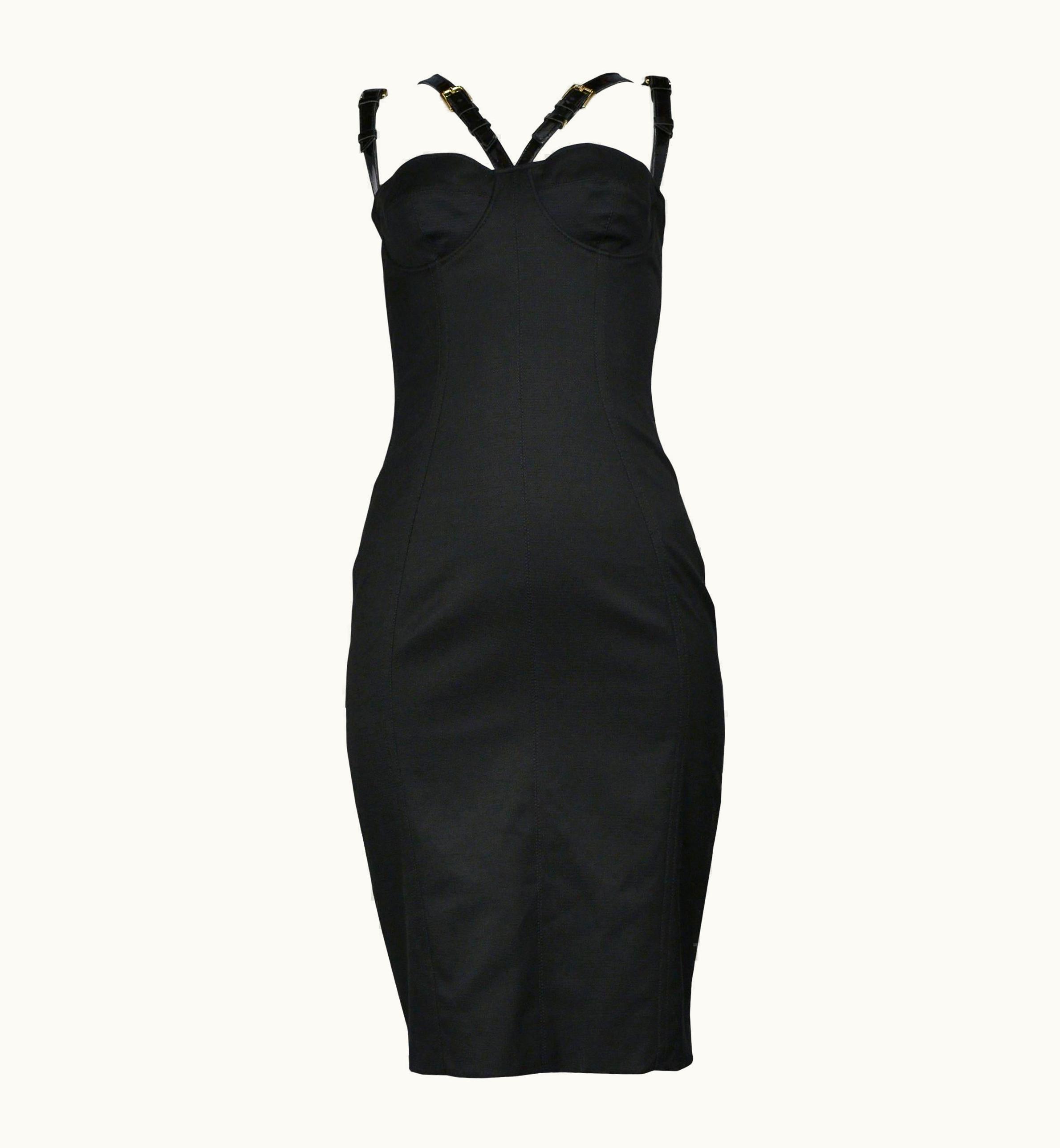 Dolce & Gabbana Dolce & Gabbana Black Bondage Bustier Dress W Double V Patent Straps 2007