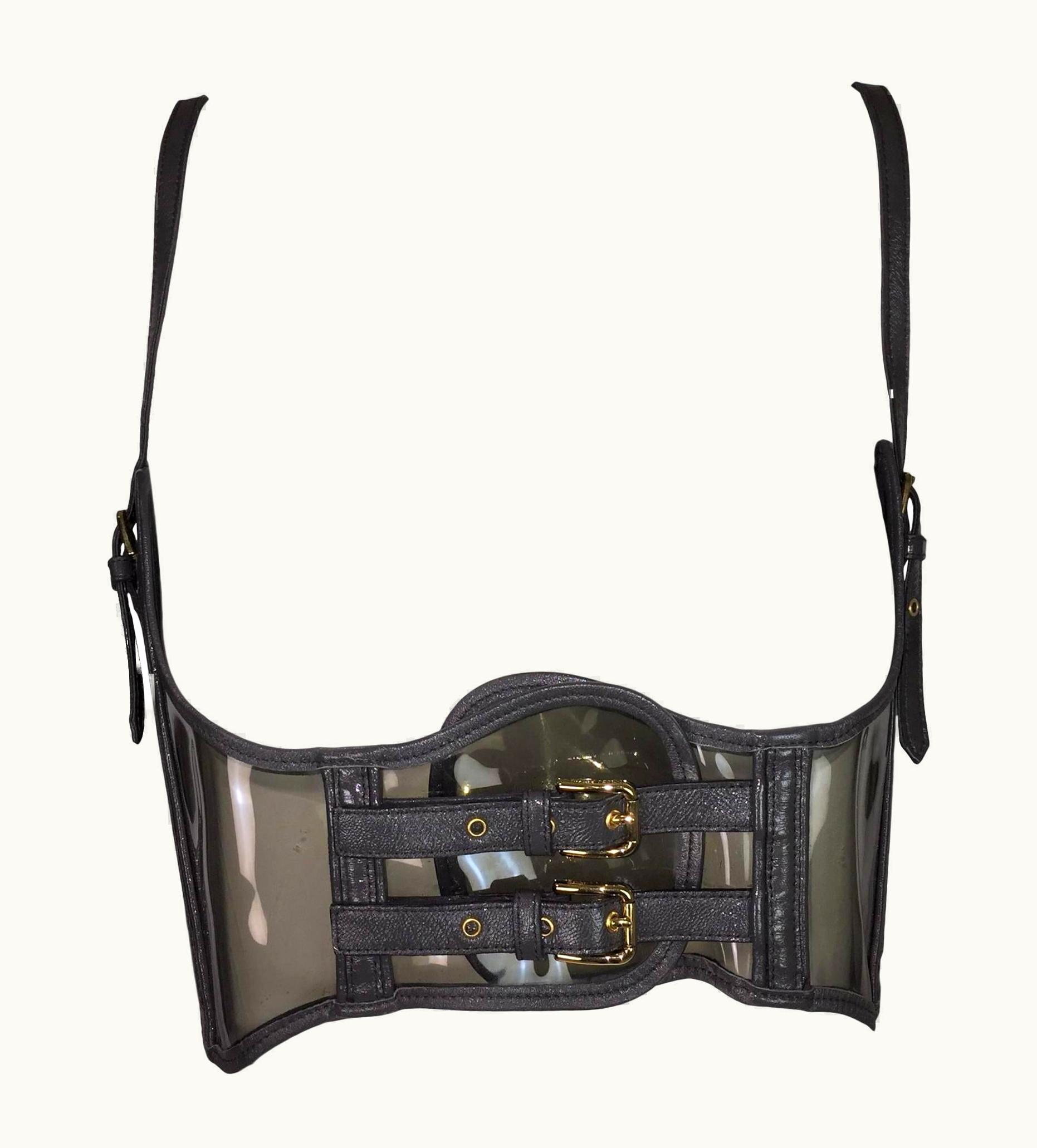 Dolce & Gabbana S/S 2007 Dolce & Gabbana Sheer Pvc Corset Bustier Buckle Crop Top