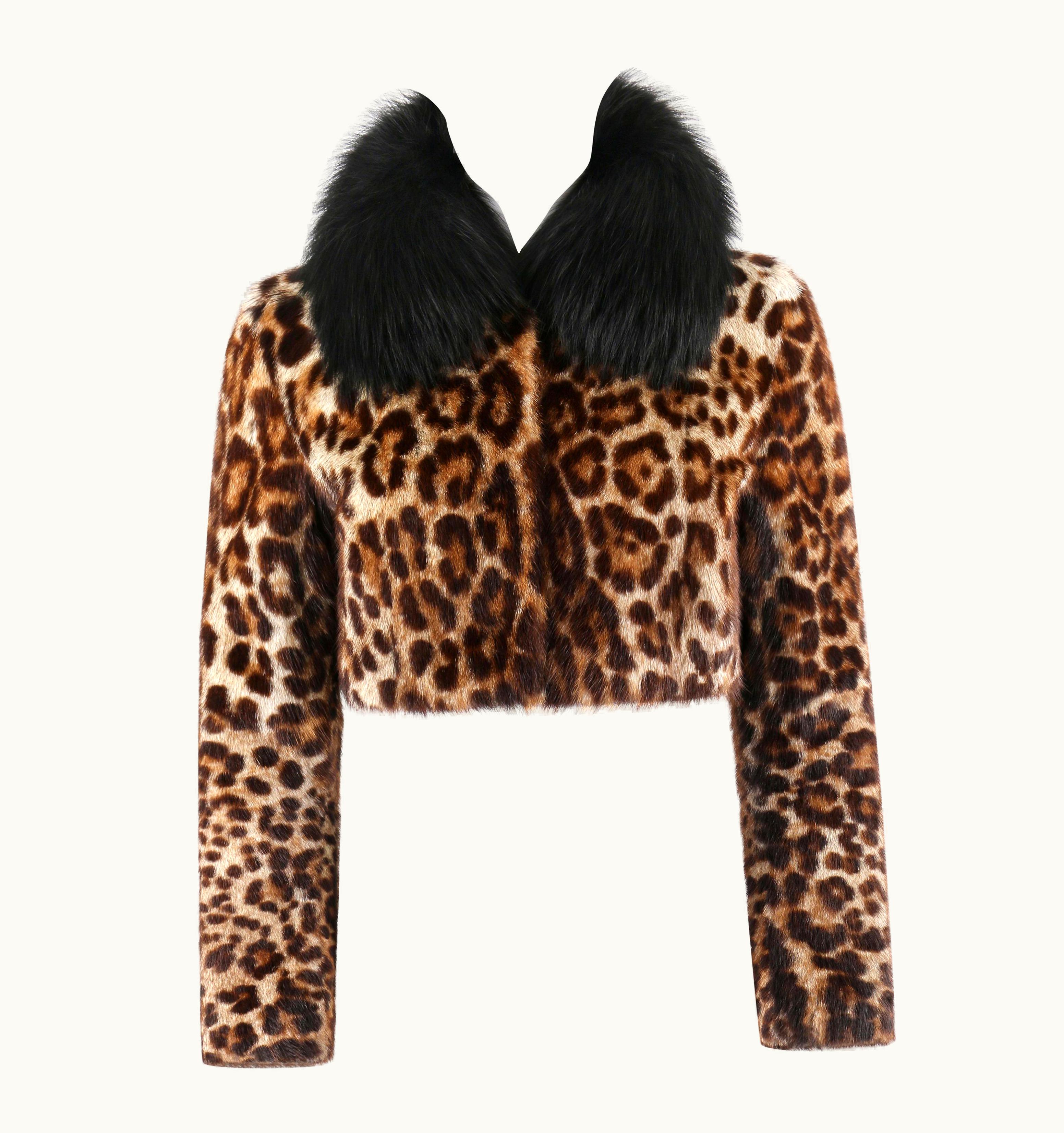 Dolce & Gabbana Dolce & Gabbana AW 2007 Leopard Print Marmot & Fox Fur Collar Cropped Jacket