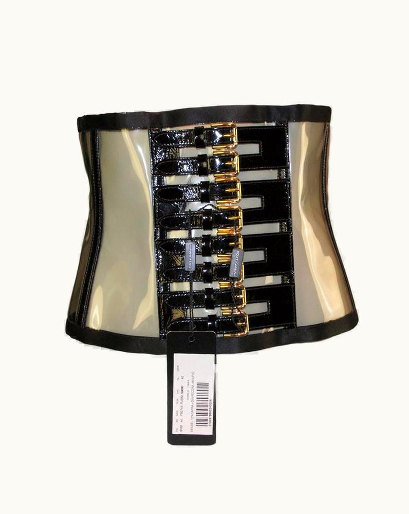 Dolce & Gabbana Nib S/S 2007 Dolce & Gabbana Runway Corset Buckle Clear Pvc Plastic Belt