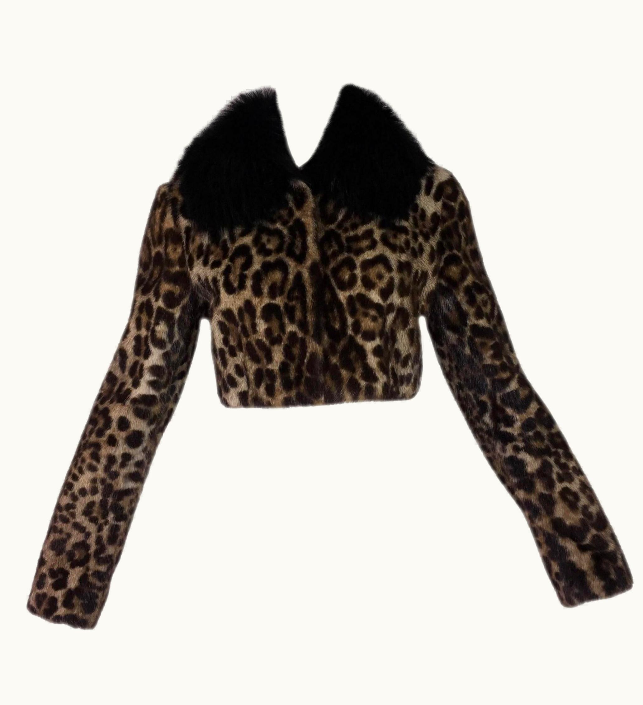 Dolce & Gabbana Dolce & Gabbana Leopard Print Marmot & Fox Fur Cropped Jacket Coat