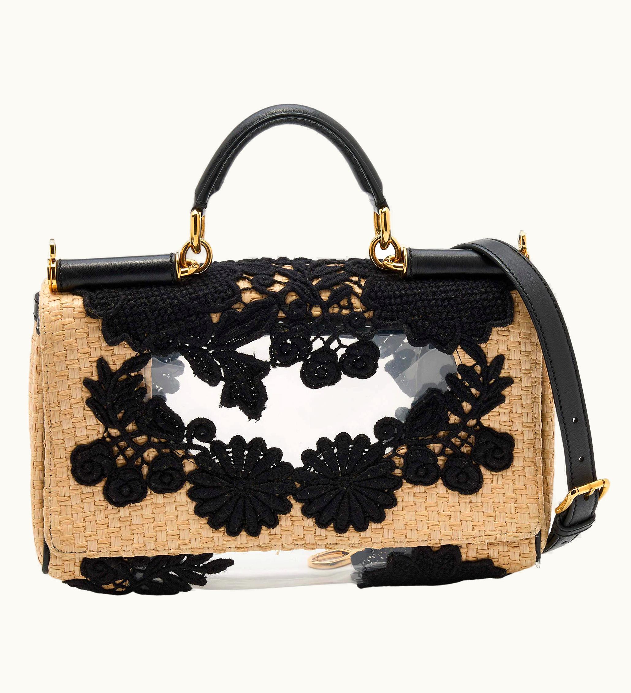Dolce & Gabbana Dolce & Gabbana Beige/Black Raffia And Top Handle Bag