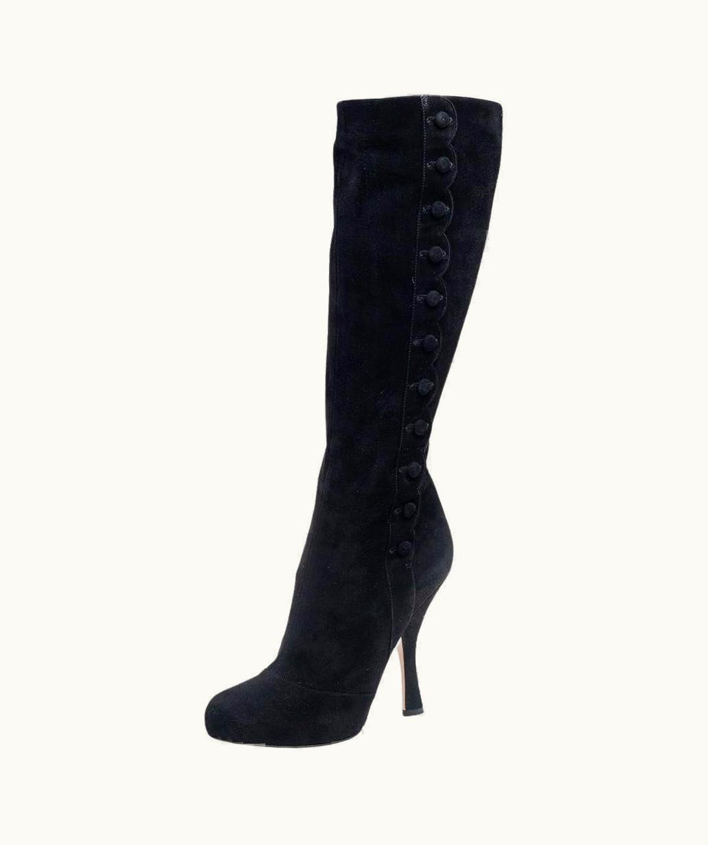 Dolce & Gabbana Dolce & Gabbana Black Suede Knee Length Boots UZ0609647
