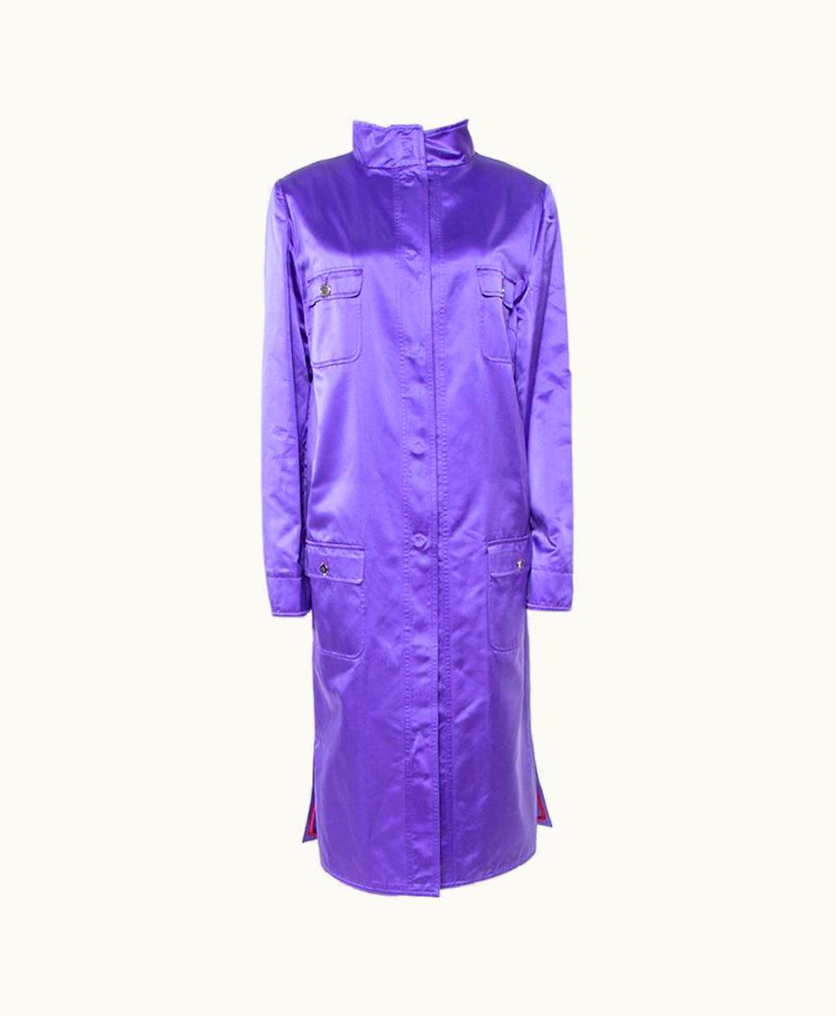 Dolce & Gabbana Dolce & Gabbana Purple Silk Satin Button Front Coat