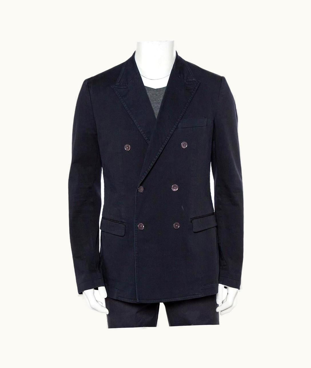 Dolce & Gabbana Dolce & Gabbana Navy Blue Denim Double Breasted Blazer Xxl