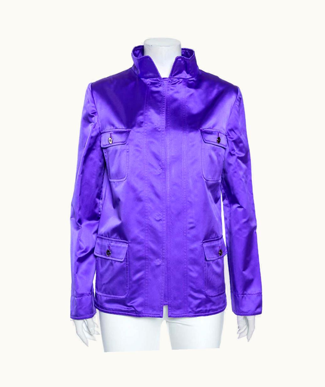 Dolce & Gabbana Dolce & Gabbana Purple Silk Satin Button Front Jacket UZ0609657