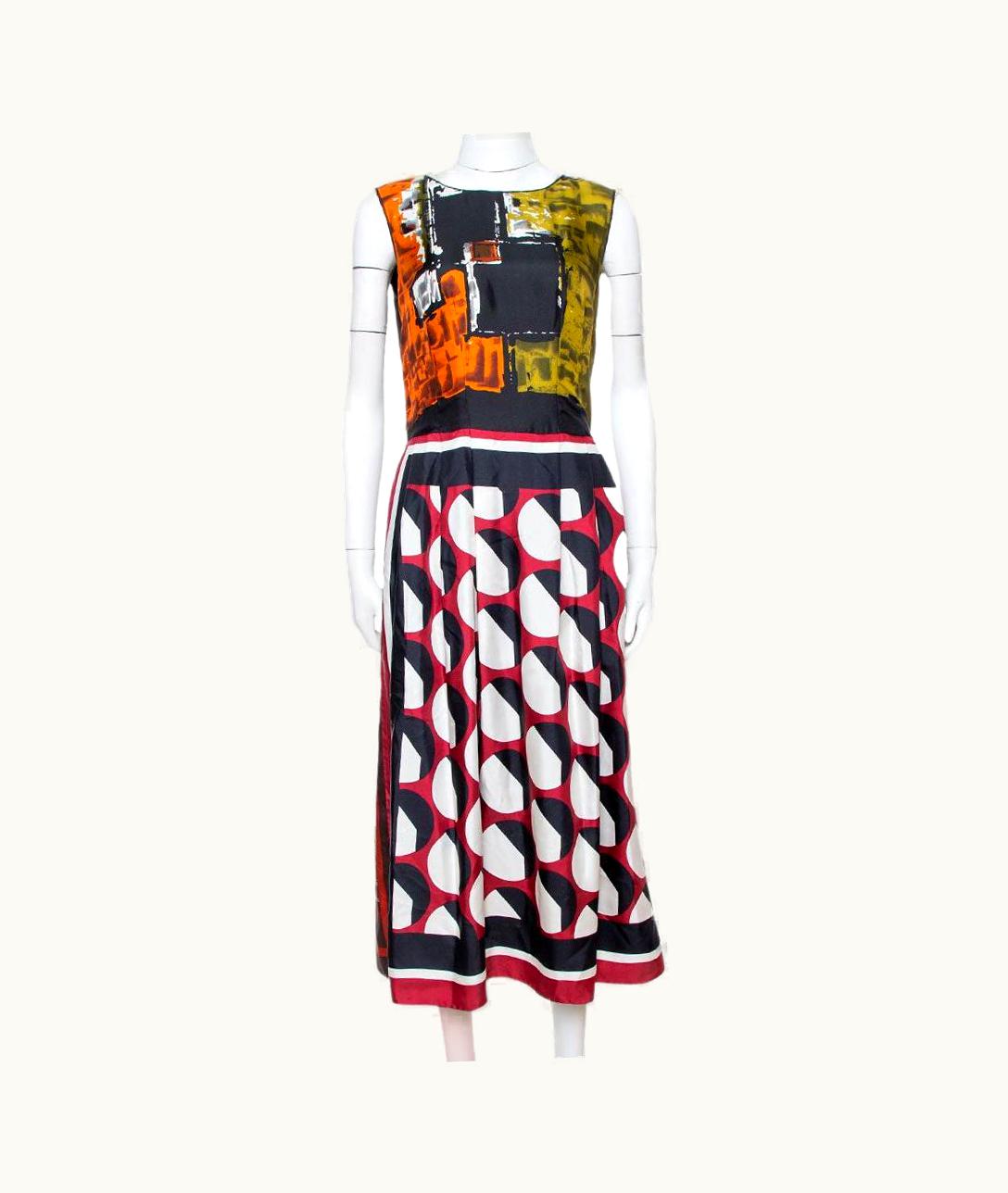 Dolce & Gabbana Dolce & Gabbana Multicolor Abstract Print Silk Sleeveless Dress