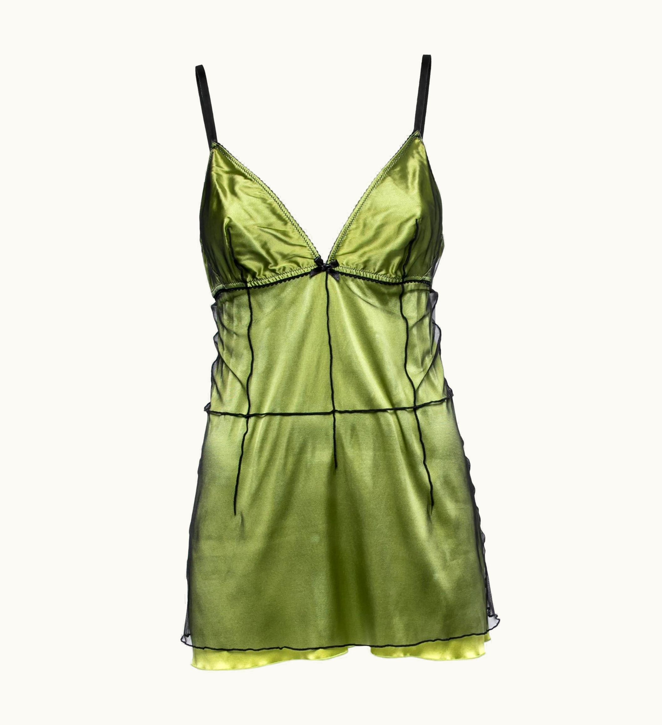 Dolce & Gabbana Dolce & Gabbana Underwear Green Silk & Tulle Sleeveless Camisole Xl