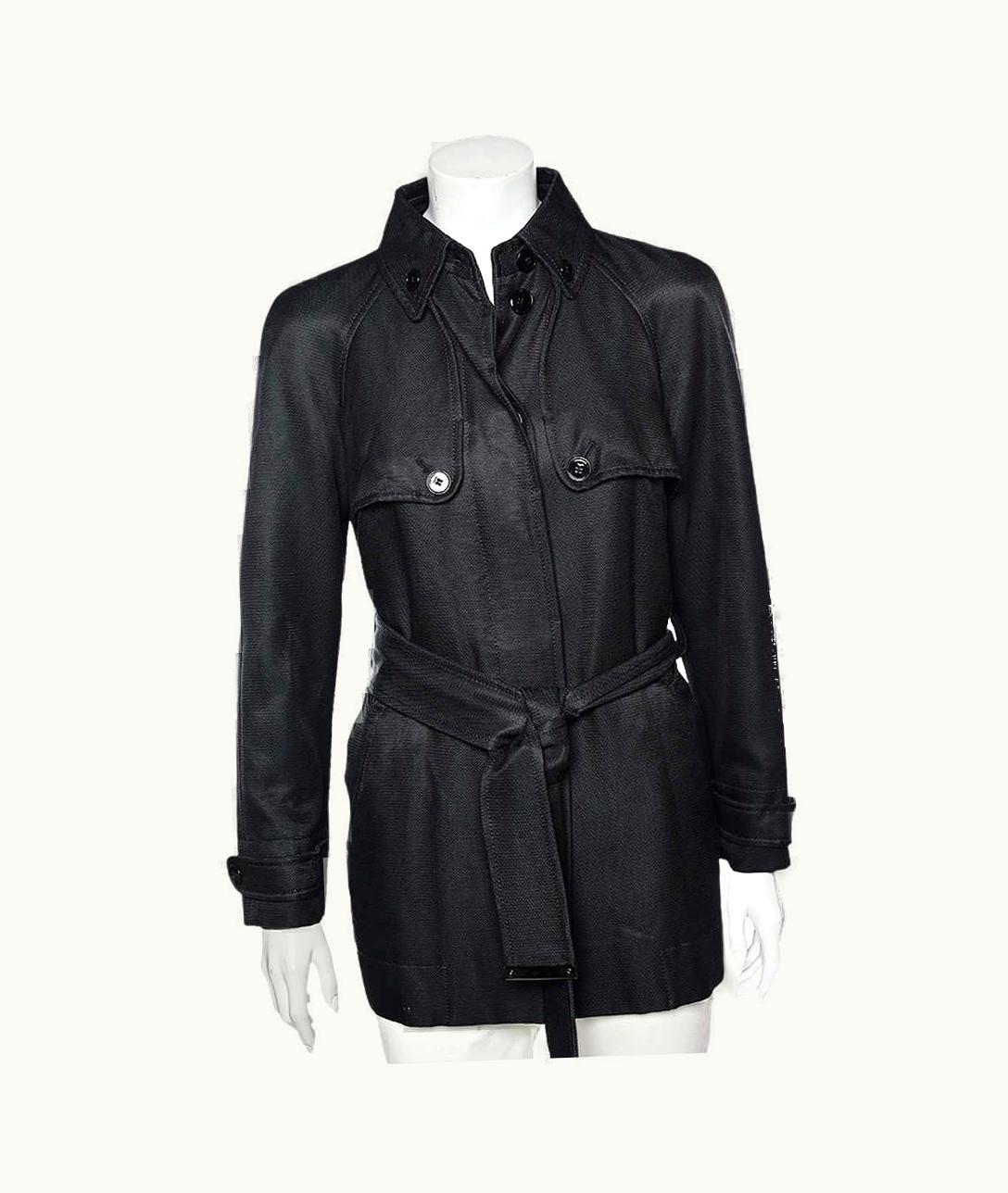 Dolce & Gabbana Dolce & Gabbana Black Cotton Belted Button Front Jacket UZ0609664
