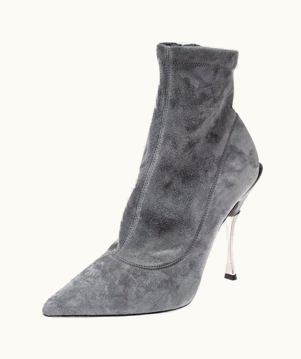 Dolce & Gabbana Dolce & Gabbana Grey Suede Pointed Toe Booties UZ0609666