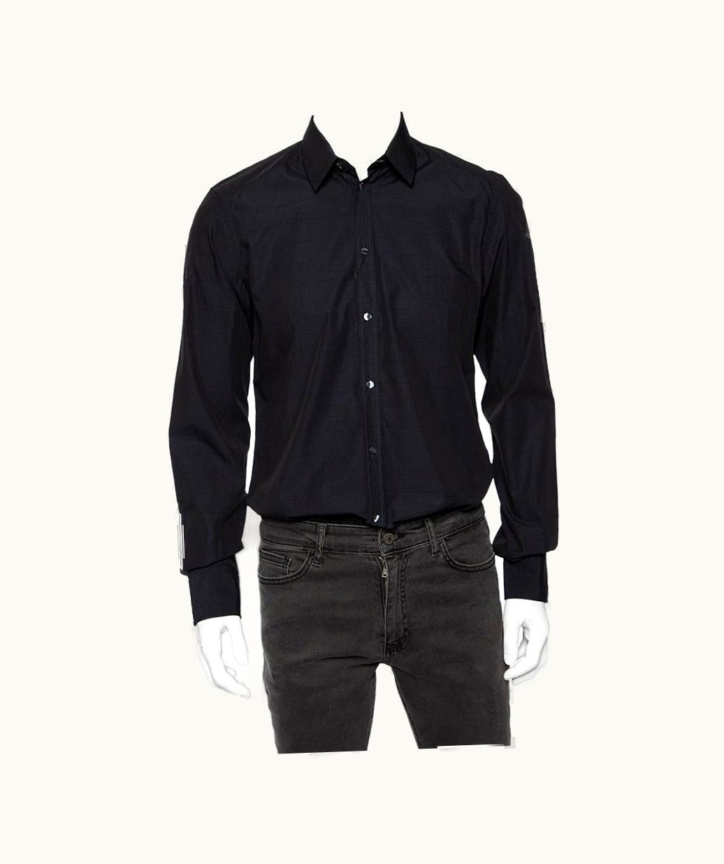Dolce & Gabbana Dolce & Gabbana Navy Blue Check Patterned Cotton Shirt