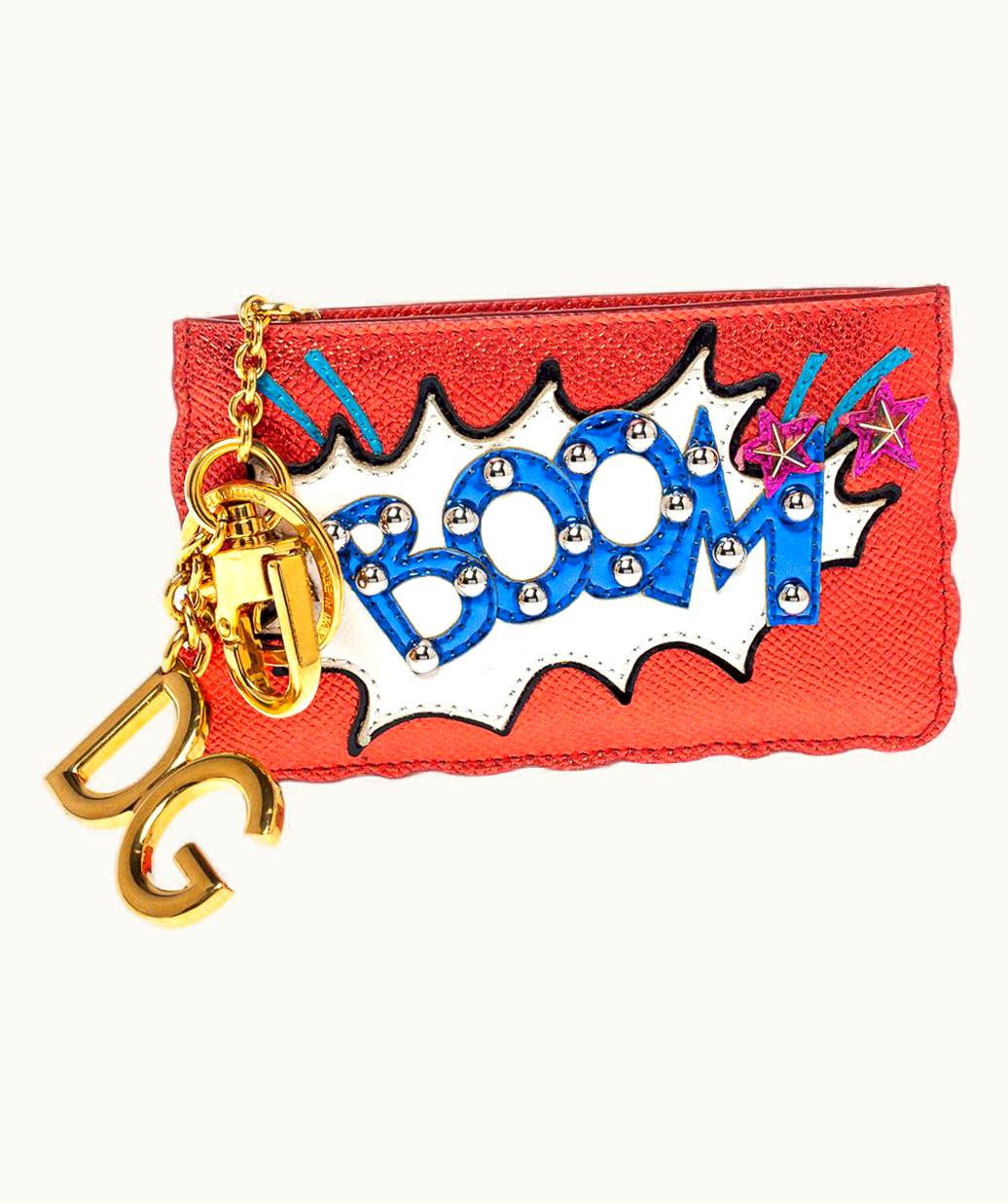 Dolce & Gabbana Dolce & Gabbana Metallic Red Leather Boom Patch Coin Purse