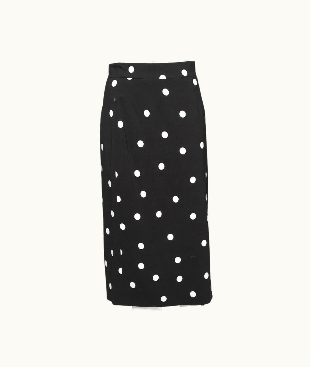 Dolce & Gabbana Dolce & Gabbana Black Polka Dotted Crepe Pencil Skirt