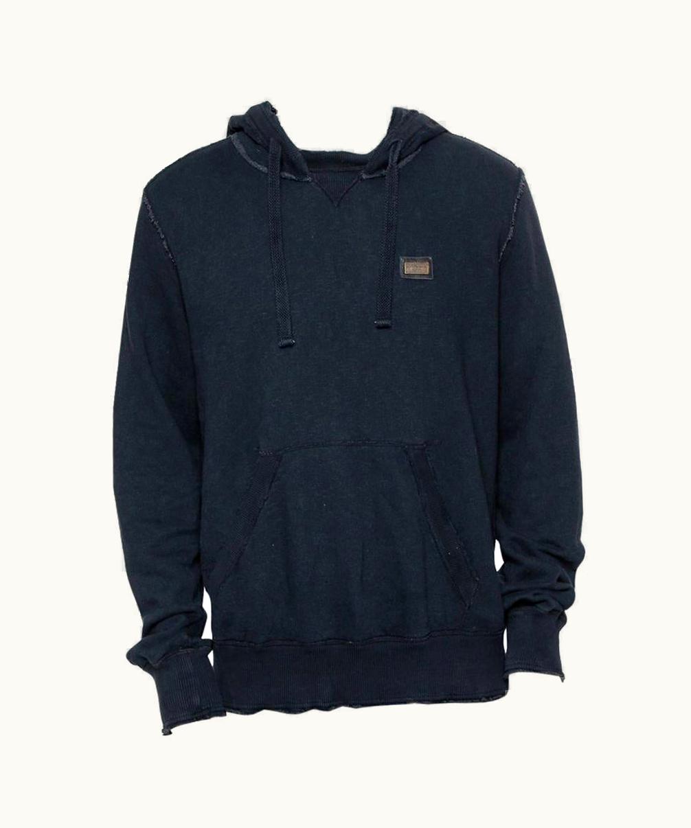 Dolce & Gabbana Dolce & Gabbana Navy Blue Cotton Frayed Detail Hoodie Xl