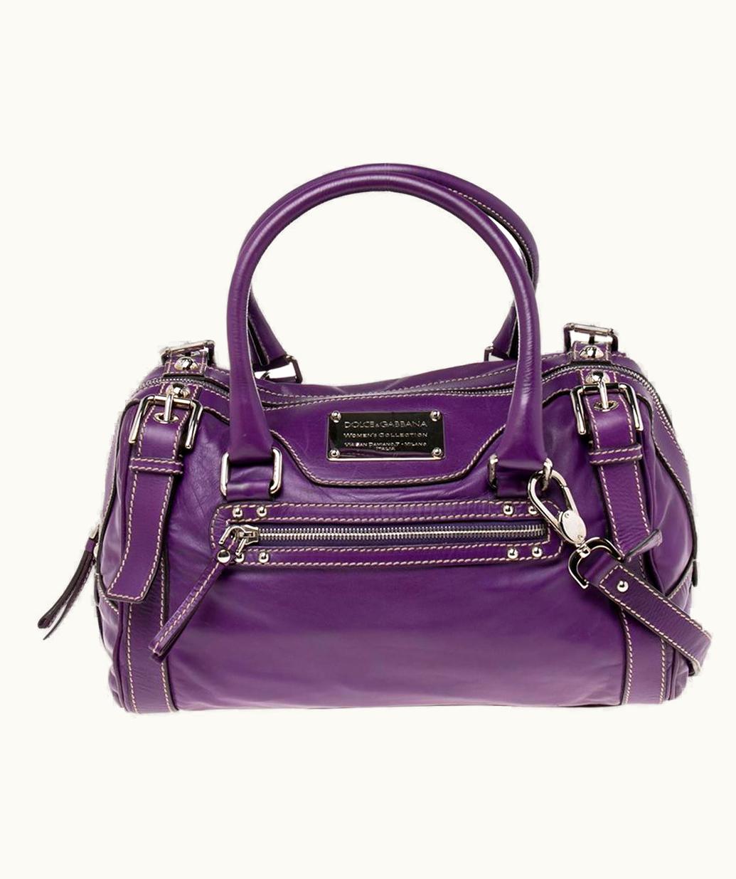 Dolce & Gabbana Dolce & Gabbana Purple Leather Miss Easy Way Boston Bag