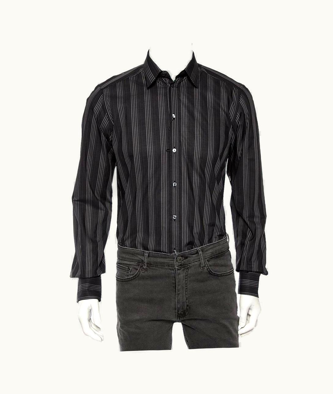 Dolce & Gabbana Dolce & Gabbana Black Striped Cotton Gold Label Shirt UZ0609698