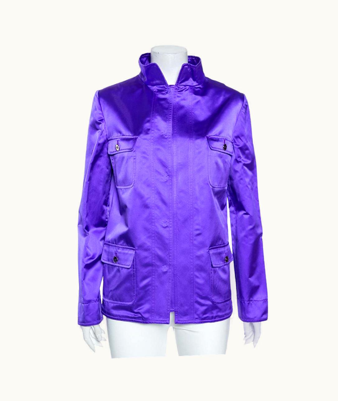 Dolce & Gabbana Dolce & Gabbana Purple Silk Satin Button Front Jacket UZ0609699