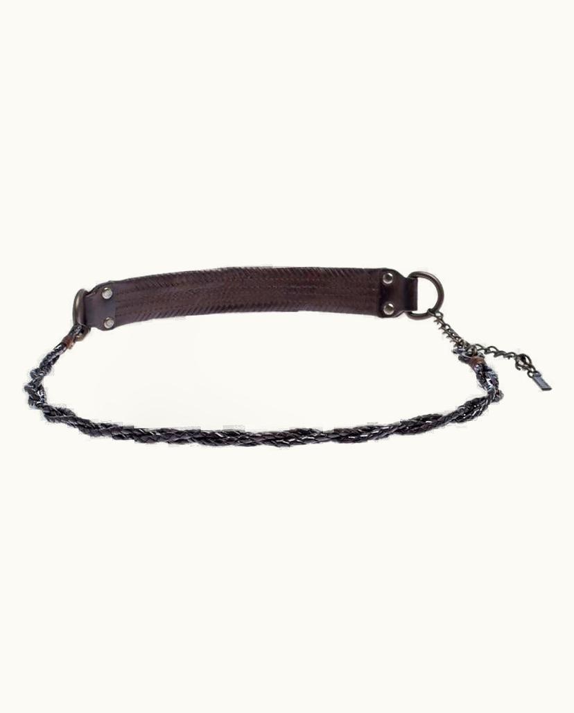 Dolce & Gabbana Dolce & Gabbana Dark Brown Braided Leather Chain Belt 80cm
