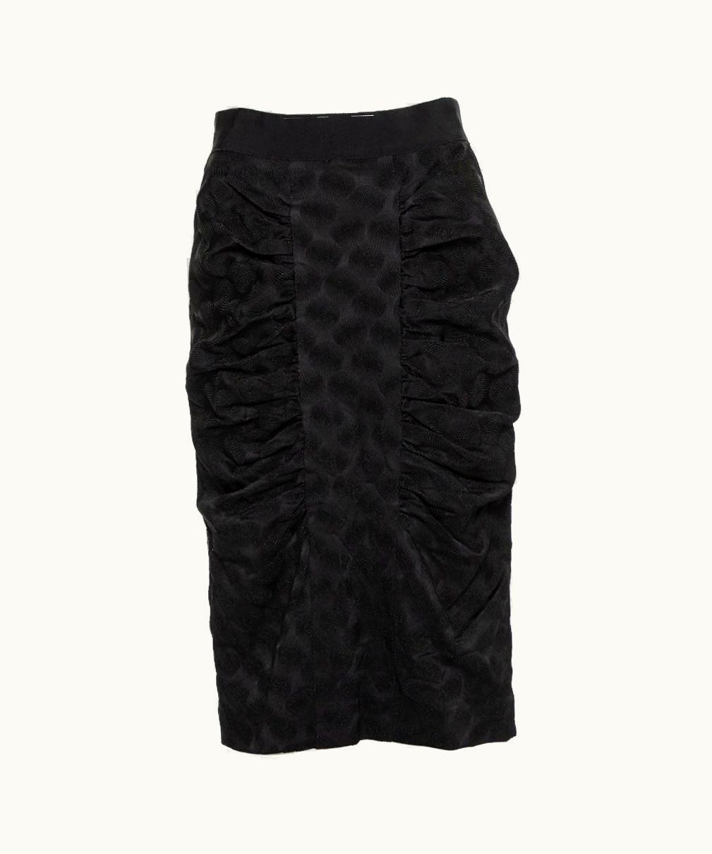 Dolce & Gabbana Dolce & Gabbana Black Jacquard Draped Detail Pencil Skirt