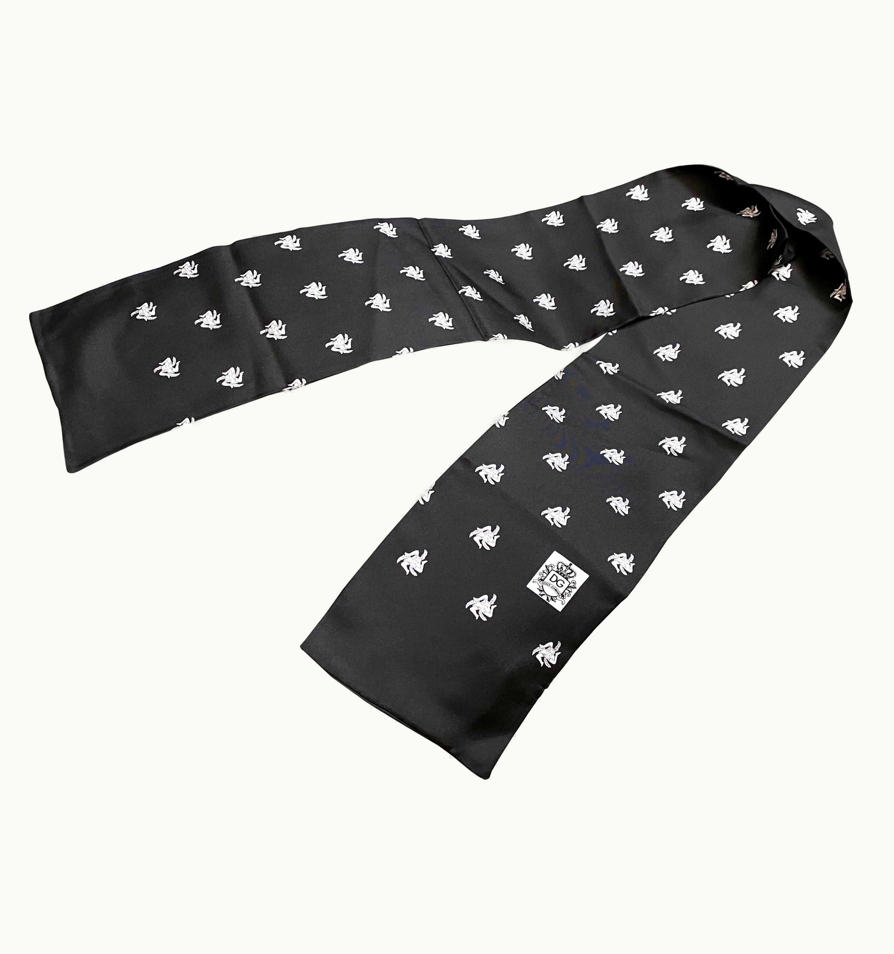 Dolce & Gabbana Vintage Dolce & Gabbana Black And White Sicilian Symbol Silk Scarf