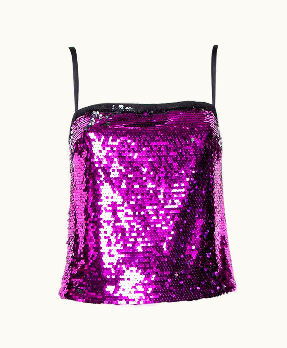 Dolce & Gabbana Dolce & Gabbana Fuschia Pink Sequin Paillette Embellished Camisole Top