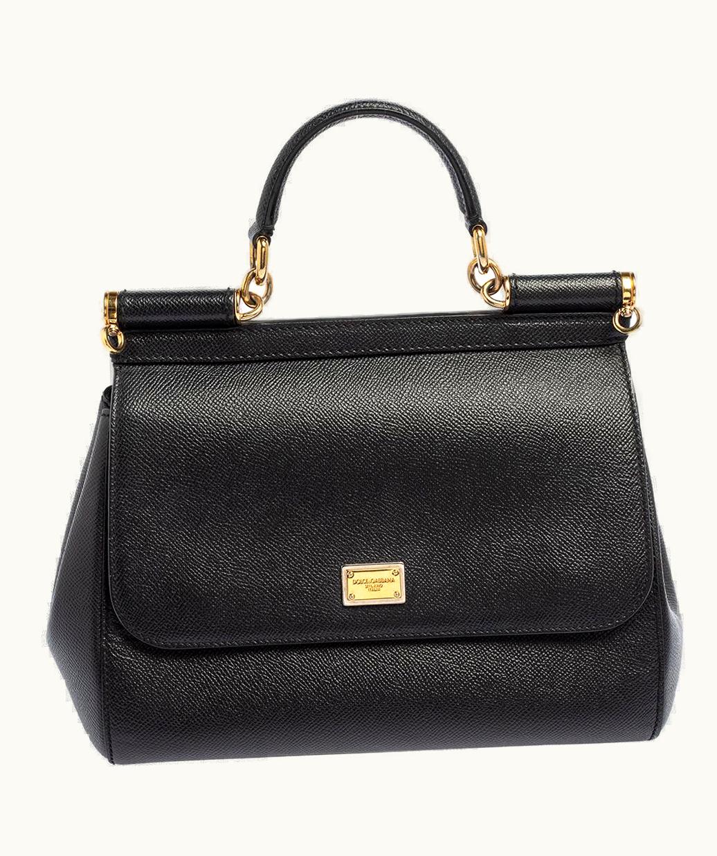 Dolce & Gabbana Dolce & Gabbana Black Leather Medium Miss Sicily Top Handle Bag UZ0609739