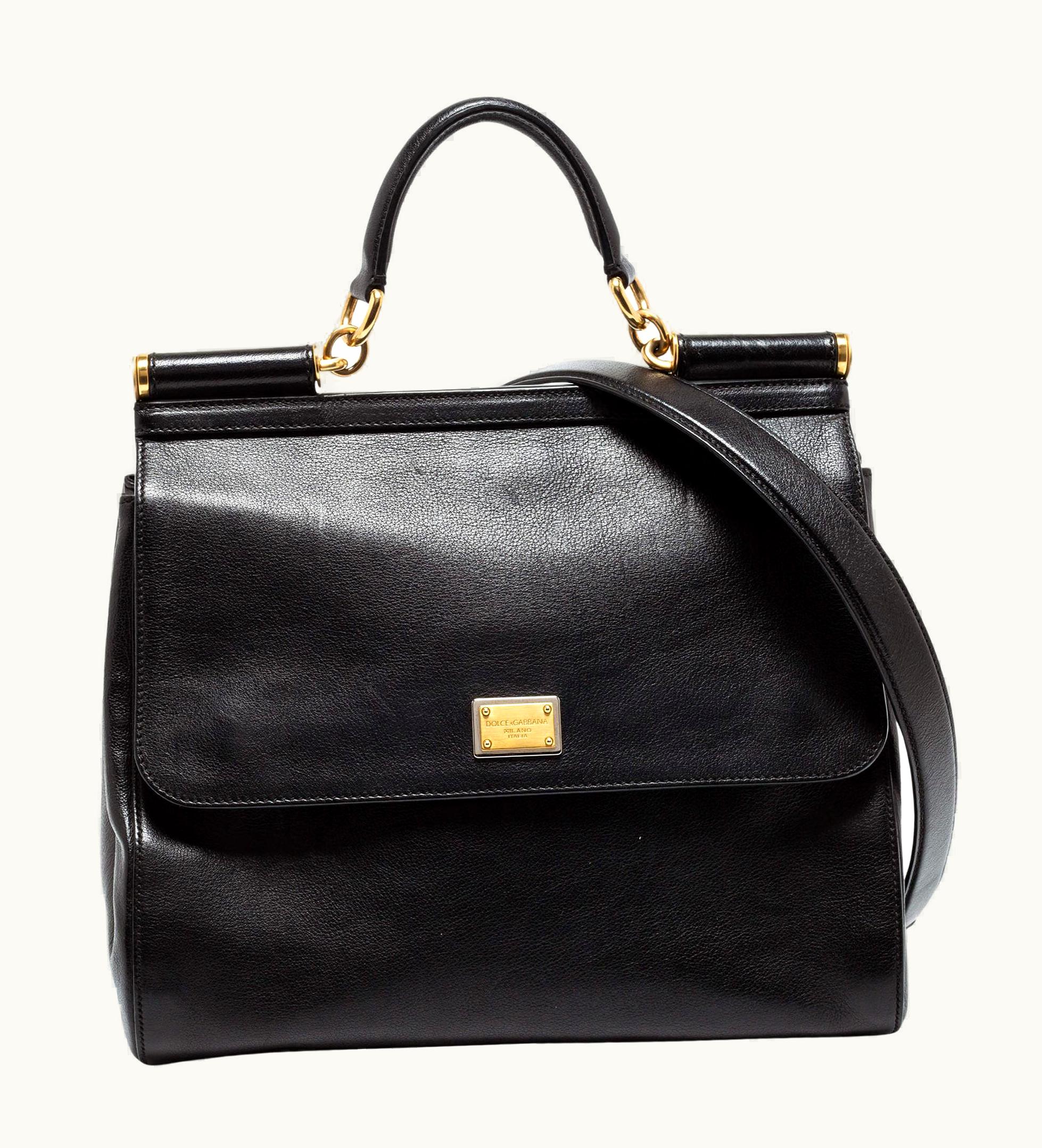 Dolce & Gabbana Dolce & Gabbana Black Leather Large Miss Sicily Top Handle Bag UZ0609741