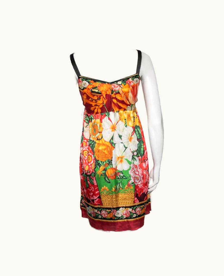 Dolce & Gabbana Dolce & Gabbana Multicolor Floral Printed Silk Sleeveless Mini Dress