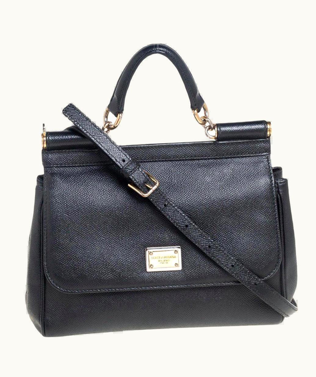 Dolce & Gabbana Dolce & Gabbana Black Leather Medium Miss Sicily Top Handle Bag UZ0609746