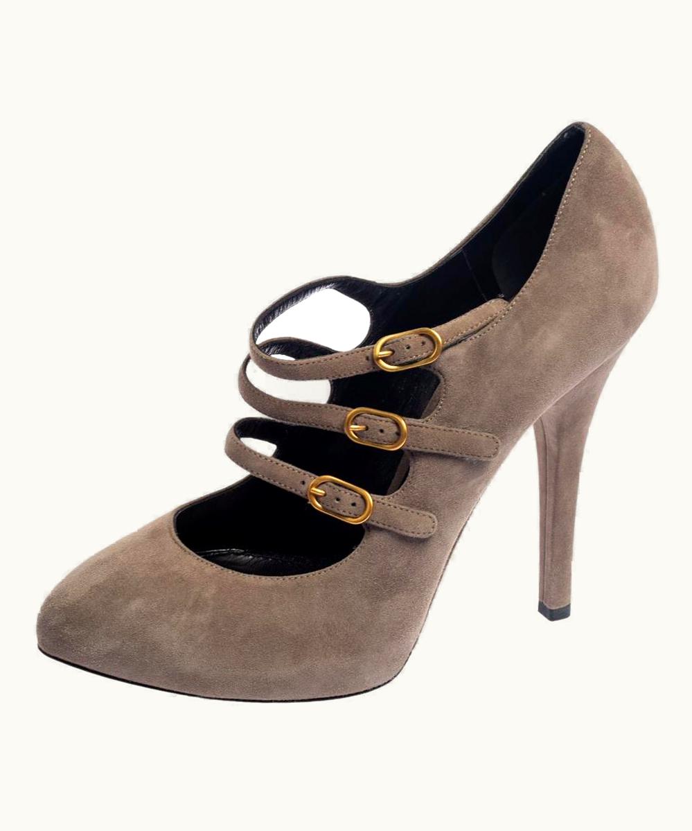 Dolce & Gabbana Dolce & Gabbana Grey Suede Strappy Mary Jane Pumps