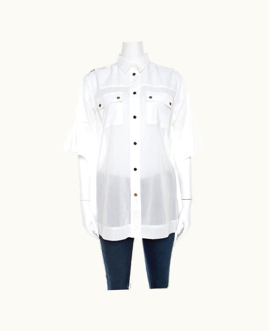 Dolce & Gabbana Dolce & Gabbana White Cotton Voile Metal Button Front Shirt