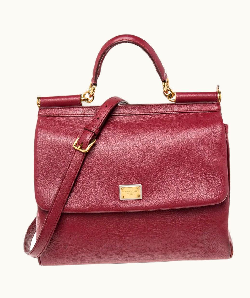 Dolce & Gabbana Dolce & Gabbana Red Leather Large Miss Sicily Top Handle Bag