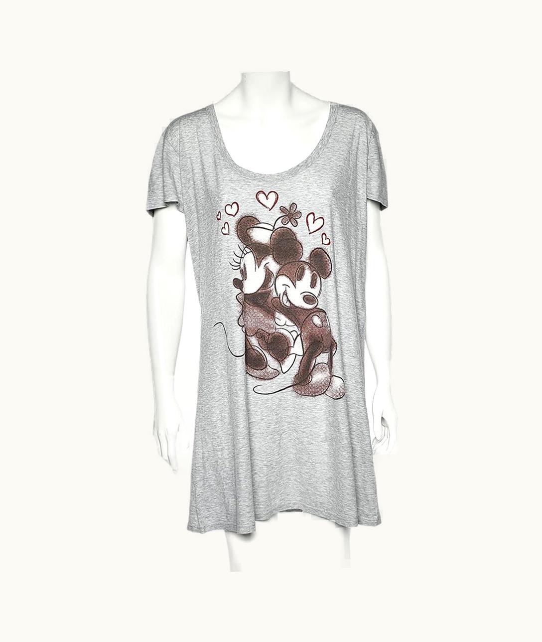 Dolce & Gabbana Dolce & Gabbana Grey Mickey Printed Cotton Knit Shift Dress