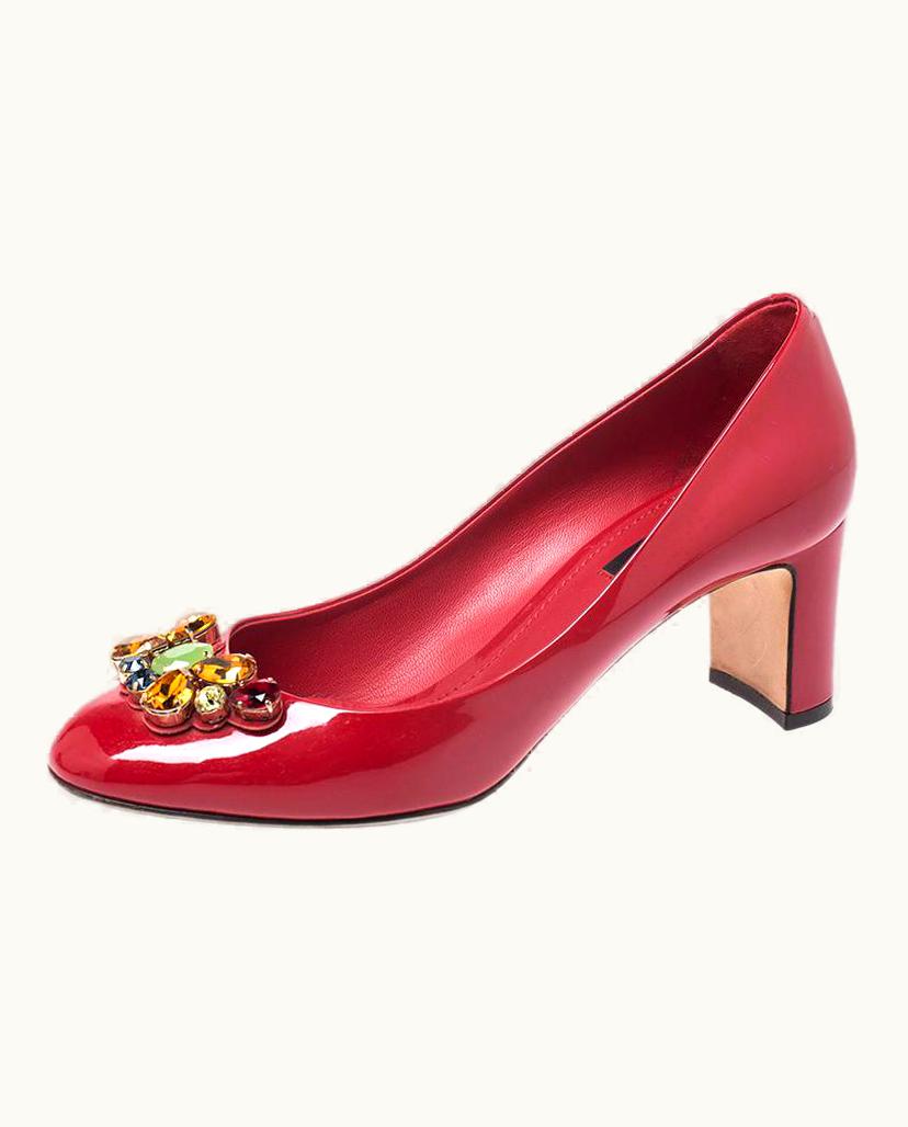 Dolce & Gabbana Dolce & Gabbana Red Patent Leather Crystal Embellished Pumps