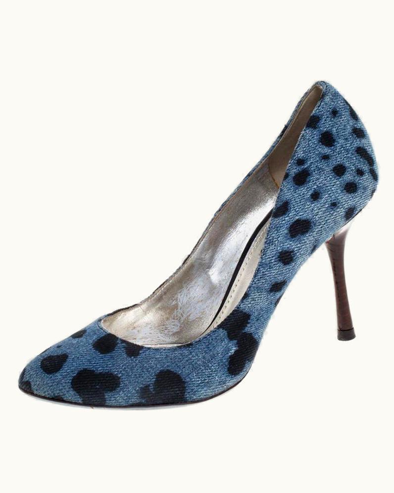 Dolce & Gabbana Dolce & Gabbana Blue/Black Denim Leopard Print Pumps