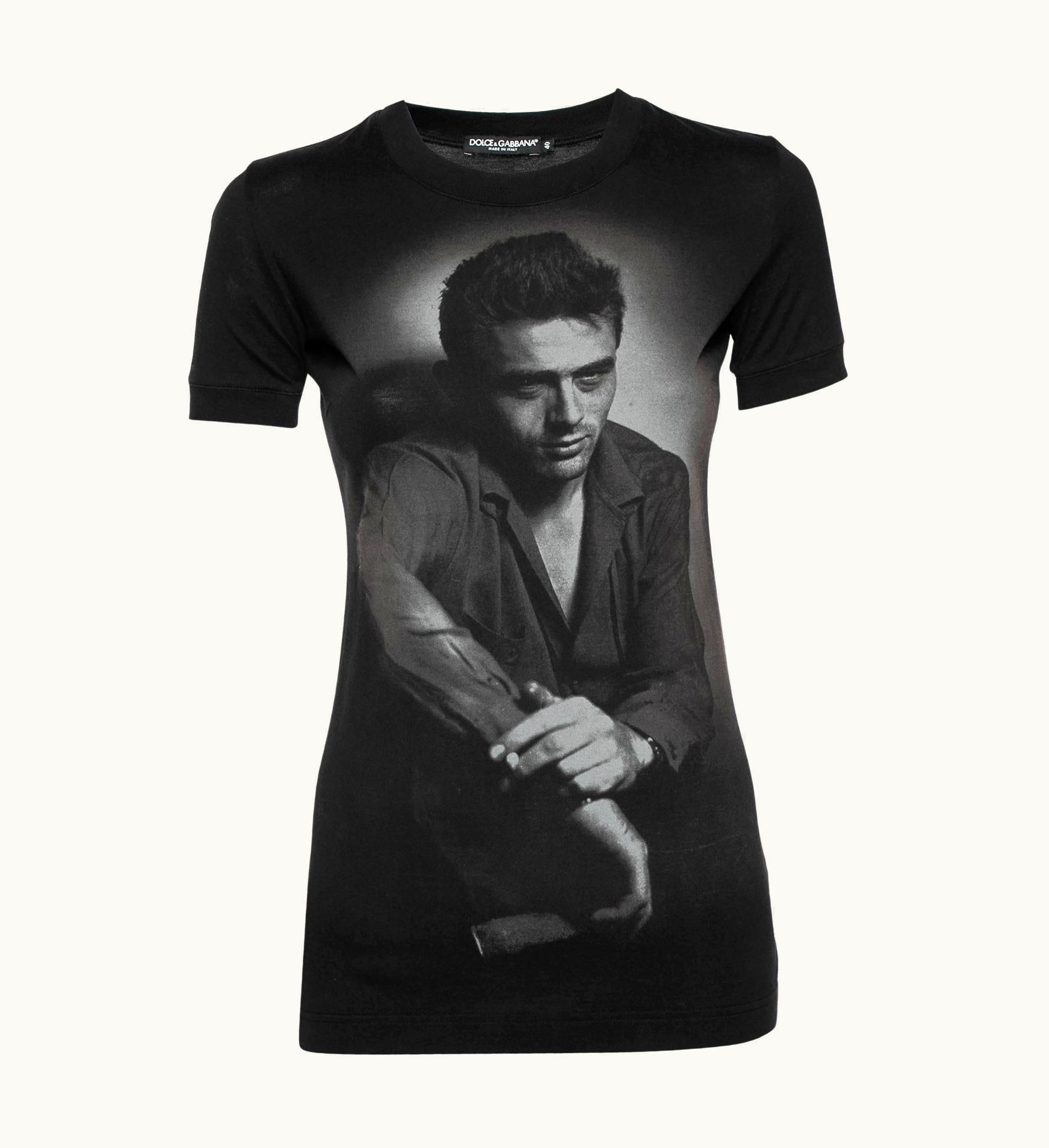 Dolce & Gabbana Dolce & Gabbana Black Cotton James Dean Printed T-Shirt